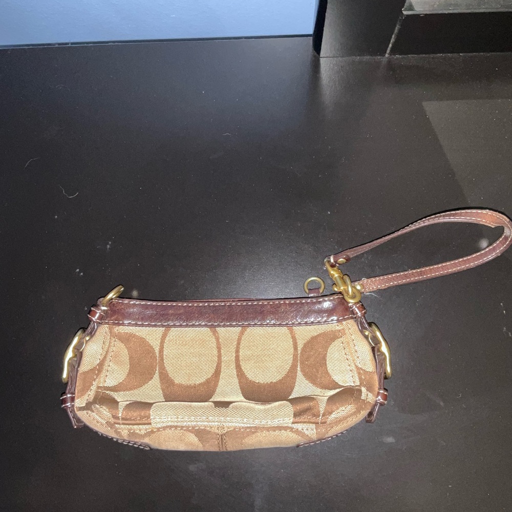 Coach Brown Clutch Wristlet with Signature Monogram